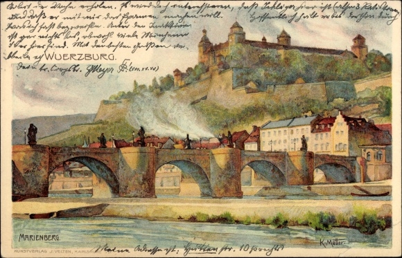 Artist Chromo-Litho mother, K, Würzburg am Main, Lower Franconia, Marienberg