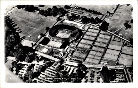 Ak Wimbledon London, Fliegeraufnahme, Stadion, Tennisplätze