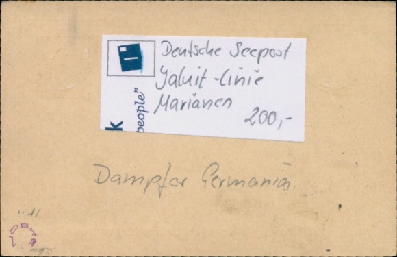 Postal stationery Mariana Islands 10 Pfennig, German Sea Post, Jaluit Line, Steamer Germania