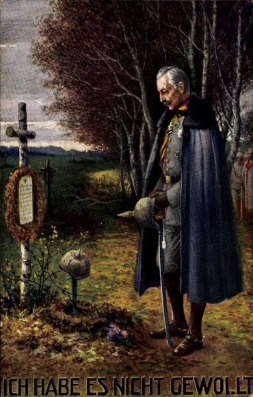 Artist Postcard Kaiser Wilhelm II., I did not mean it, soldier's grave, I. WK