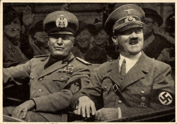 Postcard Führer and Reich Chancellor Adolf Hitler, Benito Mussolini, State Meeting, Men of the Time 126