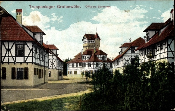 Postcard Grafenwöhr in the Upper Palatinate Bavaria, troop camp, officers' barracks
