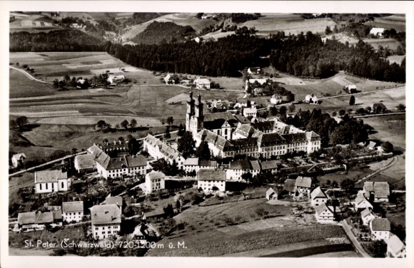 Postcard St. Peter in the Black Forest, aerial photograph