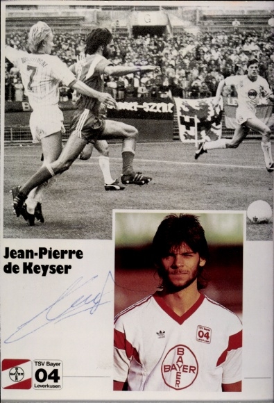 Autogrammkarte Fußballer Jean Pierre de Keyser, Bayer Leverkusen, Autogramm