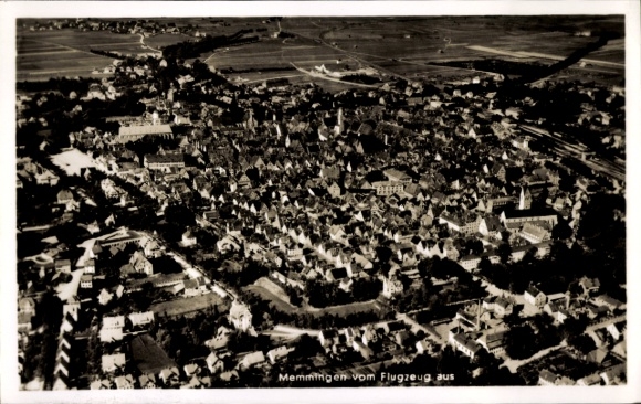 Postcard Memmingen in Swabia, aerial photograph of the town