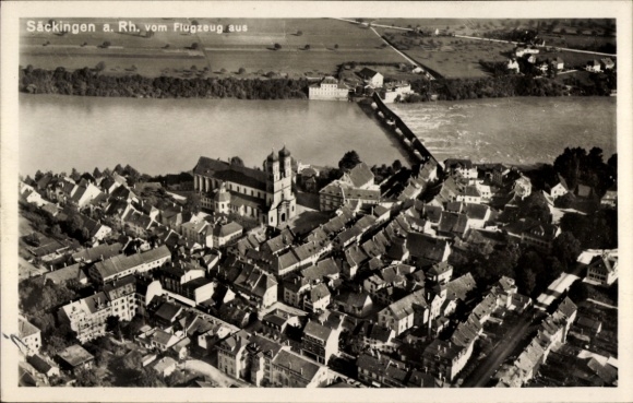 Postcard Bad Säckingen am Hochrhein, aerial photograph