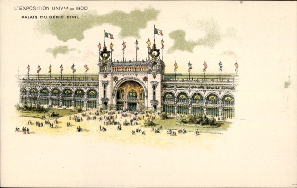 Litho Exposition Universelle de 1900, Palais du Genie Civil