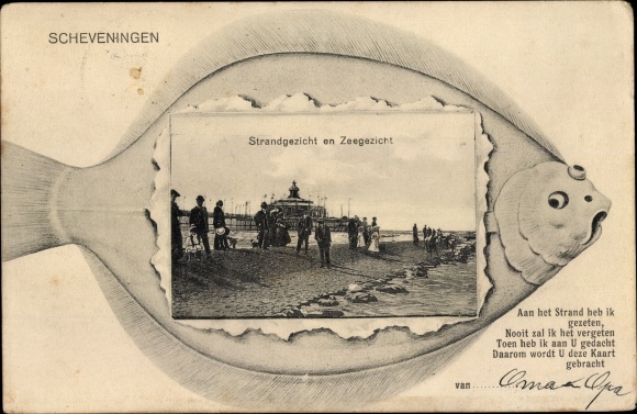 Passepartout Postcard Scheveningen The Hague Südholland, Beachscape and Seascape