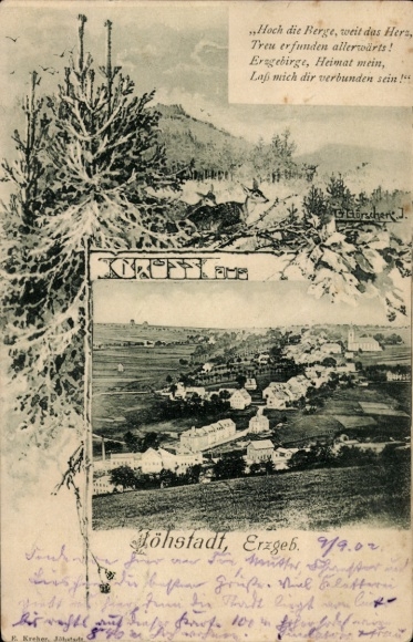 Passepartout Ak Jöhstadt im Erzgebirge Sachsen, Gesamtansicht