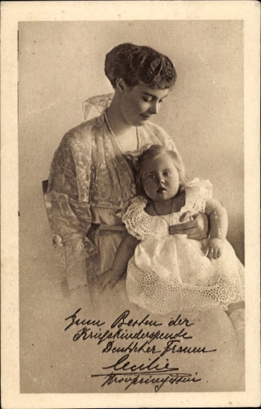 Postcard Crown Princess Cecilie of Prussia, Princess Alexandrine, war children's donation day 1916