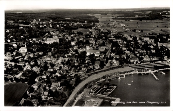 Postcard Starnberg on Lake Starnberg, Upper Bavaria, aerial photograph