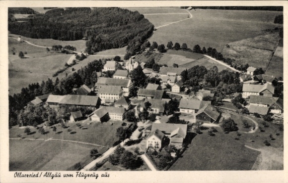 Postcard Ollarzried Ottobeuren Bavaria, aerial photograph