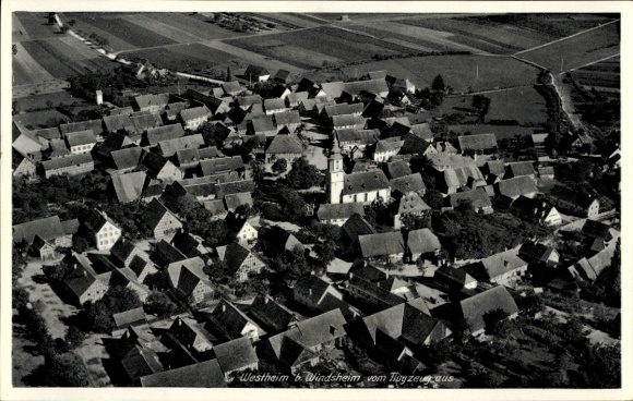 Postcard Westheim Illesheim in Middle Franconia, aerial photograph