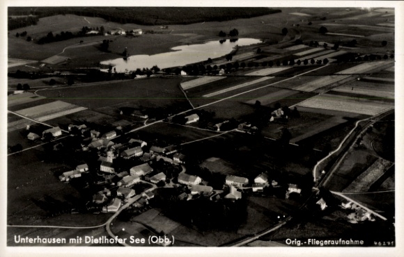 Postcard Unterhausen Oberhausen in Upper Bavaria, aerial photograph