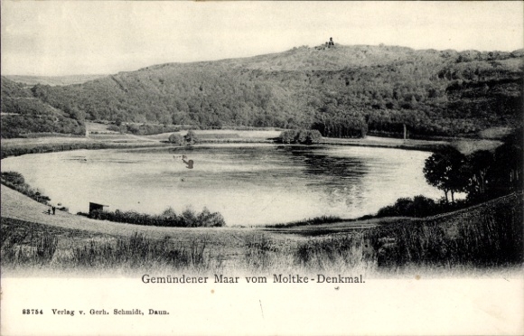 Postcard Gemünden Daun in the Eifel, view of Maar from the Moltke monument