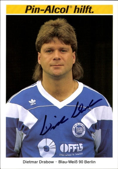 Autogrammkarte Fußballer Dietmar Drabow, Blau Weiß 90 Berlin, Autogramm