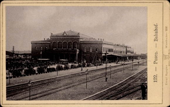 CdV Poznań Posen, railway station, track side, 1892