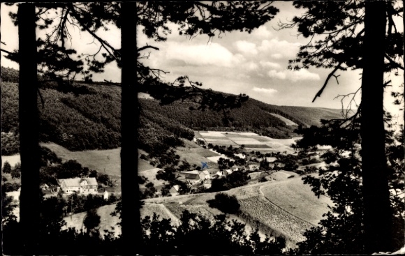 Postcard Schöllenbach Oberzent in the Odenwald, view of the village, Gasthof Zur Krone