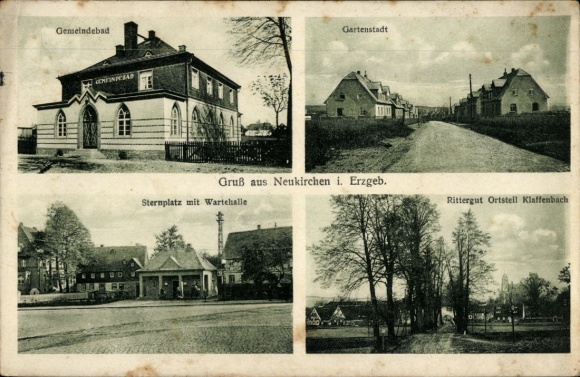 Ak Neukirchen im Erzgebirge, Gemeindebad, Gartenstadt, Sternplatz, Rittergut
