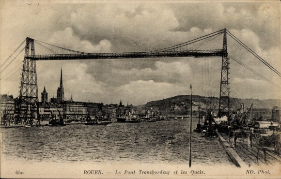 Postcard Rouen Seine Maritime, Bridge, Cityscape, Harbor, Nostalgic