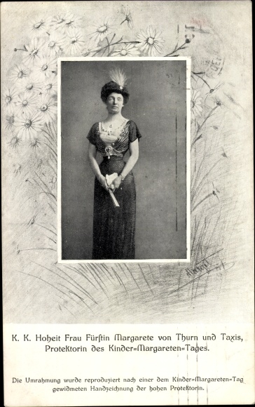 Postcard Princess Margarete von Thurn und Taxis, protector of the Children's Margaret Day