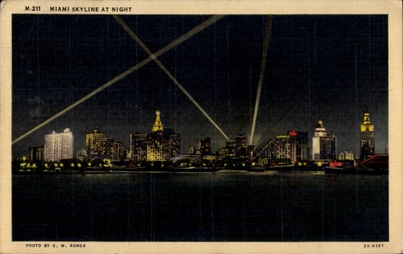 Ak Miami Beach Florida Usa, skyline 's nachts