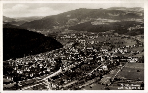 Postcard Schopfheim in Baden, aerial photograph
