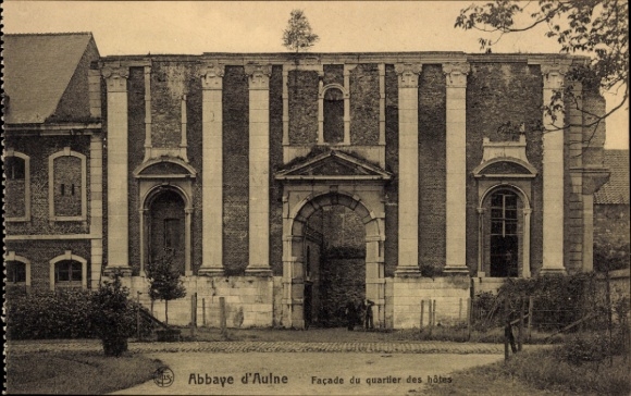 Postcard Thuin Wallonia Hainault, Aulne Abbey, Abbaye d'Facade, Quartier des hôtes