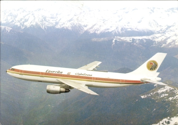 Postcard passenger aircraft Airbus A 300 of Egypt Air