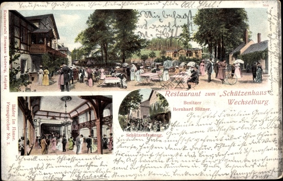 Ak Wechselburg in Sachsen, Restaurant zum Schützenhaus, Schützenfestzug