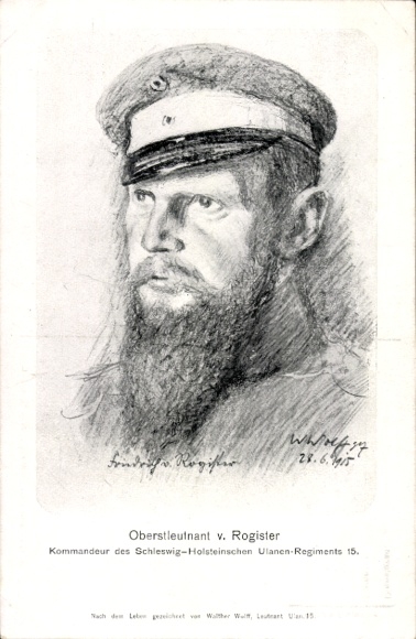 KP artystyczna Wulff, Walther, podpułkownik Friedrich von Rogister, Schlesw. Holst. Regt Ułanów 15