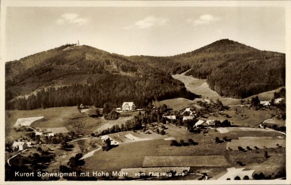 Postcard Schweigmatt Raitbach Schopfheim in Baden, aerial photograph, Hohe Möhr