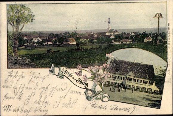 Postcard Inning am Ammersee, panorama, inn
