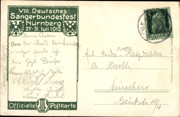 Artist PC Durst, Nuremberg, 8th National Singers&#39; Festival 1912