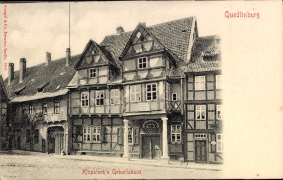 Quedlinburg in het Harzgebergte, geboorteplaats van Klopstock, vakwerkhuizen, architectuur