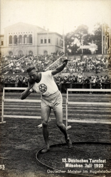Zdjęcie KP 13. Niemiecki Festiwal Gimnastyczny Monachium, lipiec 1923 r., Mistrz Niemiec w pchnięciu kulą