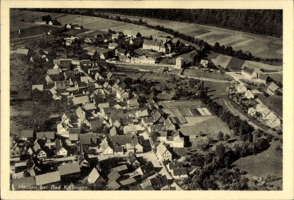 Postcard Hausen Bad Kissingen Lower Franconia Bavaria, aerial photograph