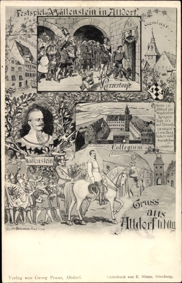 Ak Altdorf in het Fürth-district van Midden-Franken, Wallenstein-festival, doop in de gevangenis, universiteit, seminar