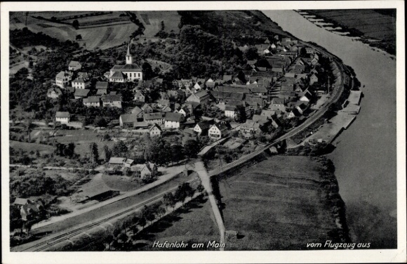 Postcard Hafenlohr am Main Lower Franconia, aerial photograph