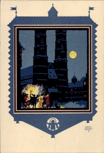 Passepartout Mondschein Künstler Ak Suchodolski, S. v., Pressefest, Deutsches Theater, 1922
