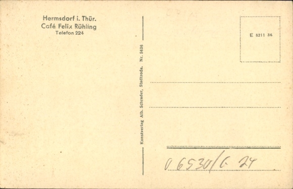Postcard Hermsdorf in Thuringia, Café Felix Rühling