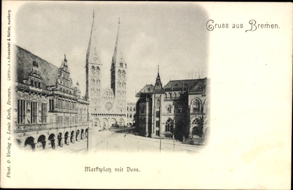 Postcard Bremen, Market Square with Cathedral