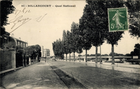 Postcard Billancourt Hauts de Seine, Quai National