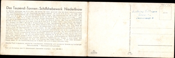 Vouwkaart Niederfinow, wijk Barnim, scheepslift, riviergedeelte, omgeving