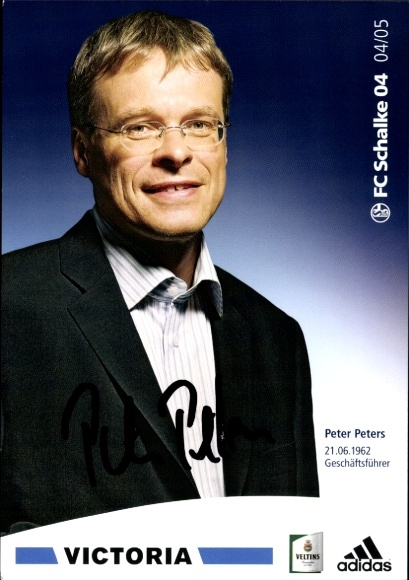 Karta z autografem Dyrektora Zarządzającego Petera Petersa, FC Schalke 04, autograf
