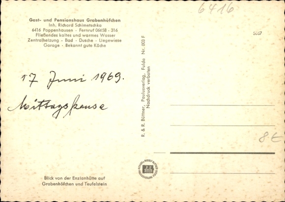 Postcard Poppenhausen on the Wasserkuppe Rhön, Gasthaus Grabenhöfchen