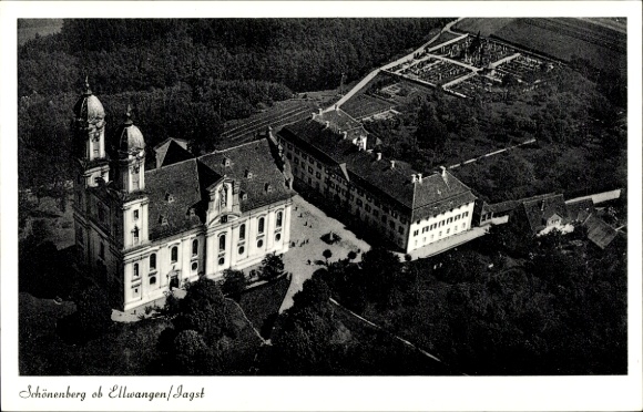 Postcard Schönenberg Ellwangen Jagst, aerial photograph