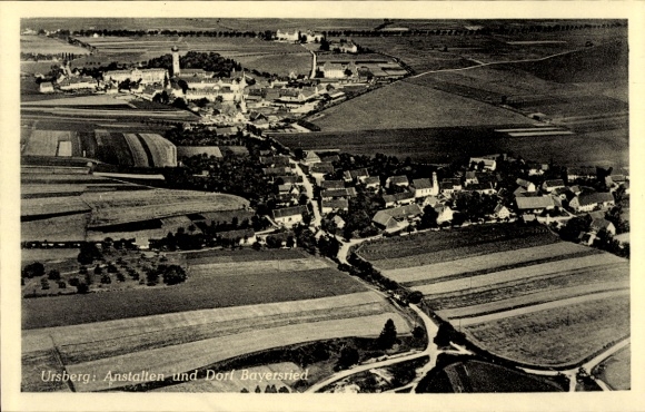 Ak Ursberg in Schwaben, Anstalten und Dorf Bayersried