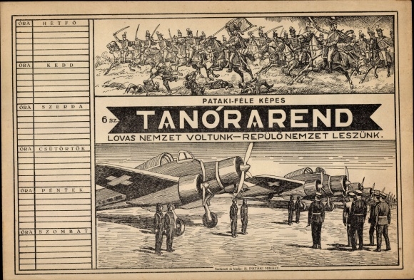 Timetable Hungary Magyarország - We were a horse nation, will be a flying nation 1930/40
