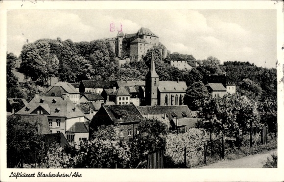 KP Blankenheim an der Ahr Eifel, kościół zamkowy, budynki mieszkalne, krajobraz